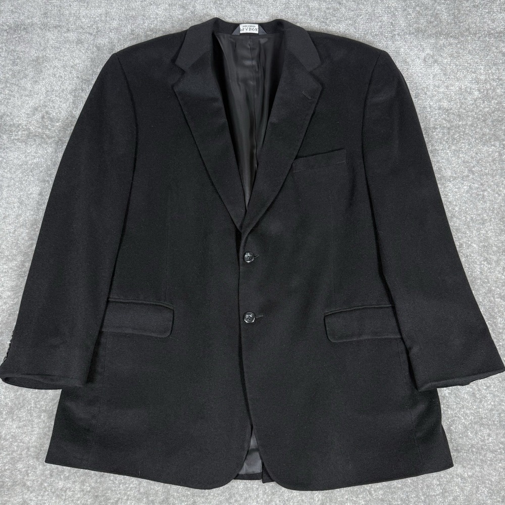 Jos A Bank Suit Jacket Men's 46R Black Cashmere 2‎ Button Blazer